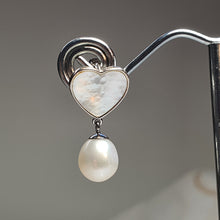 Load image into Gallery viewer, Heart_shape Mother of Pearl & Freshwater Pearl Earrings