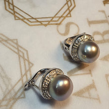 Load image into Gallery viewer, Large Freshwater Pearl Sparkling Earrings, Sterling Silver