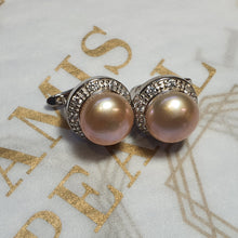 Load image into Gallery viewer, Large Freshwater Pearl Sparkling Earrings, Sterling Silver