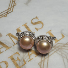 Load image into Gallery viewer, Large Freshwater Pearl Sparkling Earrings, Sterling Silver
