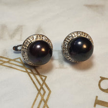 Load image into Gallery viewer, Large Freshwater Pearl Sparkling Earrings, Sterling Silver