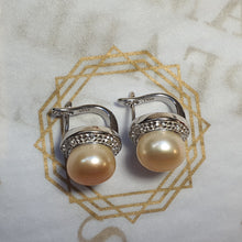 Load image into Gallery viewer, Large Freshwater Pearl Sparkling Earrings, Sterling Silver