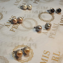 Load image into Gallery viewer, Large Freshwater Pearl Sparkling Earrings, Sterling Silver