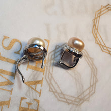 Load image into Gallery viewer, Large Freshwater Pearl Sparkling Earrings, Sterling Silver