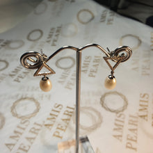 Load image into Gallery viewer, Modern Design Freshwater Pearl Stud Earrings, Sterling Silver