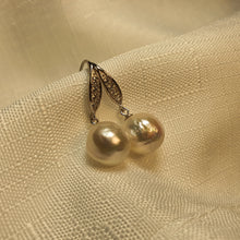 Load image into Gallery viewer, White Baroque Cultured Pearl Earrings, Sterling Silver, Amispearl