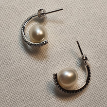 Load image into Gallery viewer, Freshwater Pearl Hook Earrings, Sterling Silver