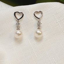 Load image into Gallery viewer, Round Freshwater Pearl Earrings, Sterling Silver