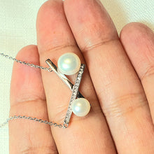 Load image into Gallery viewer, Freshwater Pearls Set, X Design, Sterling silver