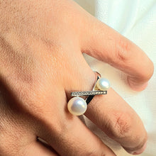 Load image into Gallery viewer, Freshwater Pearls Set, X Design, Sterling silver