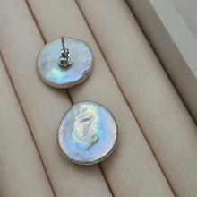 Load image into Gallery viewer, Freshwater Coin Pearl Earrings, Sterling Silver