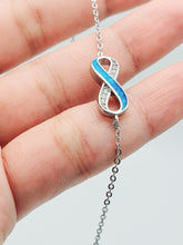 Load image into Gallery viewer, Infinity Blue Fire Opal Bracelet, Sterling Silver