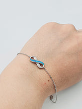 Load image into Gallery viewer, Infinity Blue Fire Opal Bracelet, Sterling Silver
