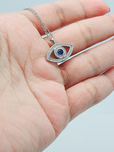 Load image into Gallery viewer, Large Evil Eye Necklace, Sterling Silver