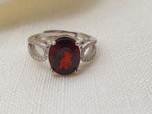 Load image into Gallery viewer, Oval Garnet Ring, Sterling Silver