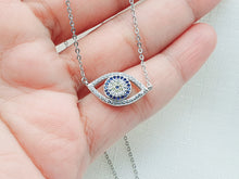 Load image into Gallery viewer, Large Single Evil Eye Icon Necklace, Sterling Silver