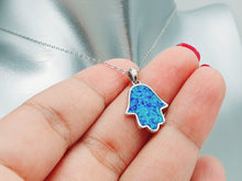 Load image into Gallery viewer, Hamsa Hand Opal Necklace, Sterling Silver