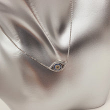 Load image into Gallery viewer, Large Single Evil Eye Icon Necklace, Sterling Silver