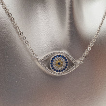 Load image into Gallery viewer, Large Single Evil Eye Icon Necklace, Sterling Silver