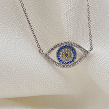 Load image into Gallery viewer, Large Single Evil Eye Icon Necklace, Sterling Silver