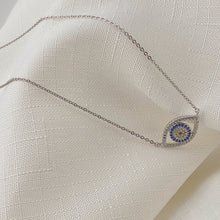 Load image into Gallery viewer, Large Single Evil Eye Icon Necklace, Sterling Silver