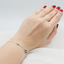 Load image into Gallery viewer, Small Black Clover Bracelet, silver jewellery