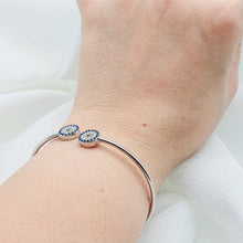 Load image into Gallery viewer, Evil Eye Bangle Cuff Bracelet, Sterling Silver