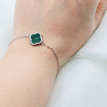Load image into Gallery viewer, Natural Gemstone Clover Bracelet, Sterling Silver