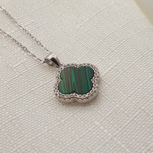Load image into Gallery viewer, Malachite 4 leaf Clover Set, Sterling Silver