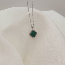 Load image into Gallery viewer, Malachite 4 leaf Clover Set, Sterling Silver