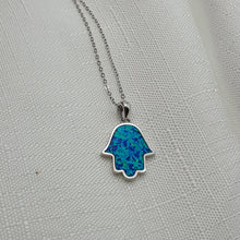 Load image into Gallery viewer, Hamsa Hand Opal Necklace, Sterling Silver