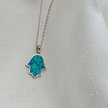 Load image into Gallery viewer, Hamsa Hand Opal Necklace, Sterling Silver