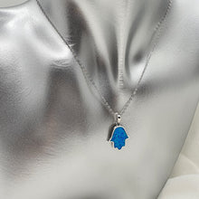 Load image into Gallery viewer, Hamsa Hand Opal Necklace, Sterling Silver