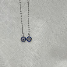Load image into Gallery viewer, Evil eye Icon Chain Earrings, Sterling Silver
