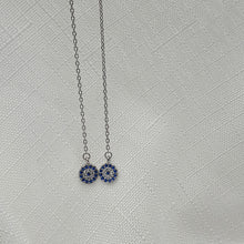 Load image into Gallery viewer, Evil eye Icon Chain Earrings, Sterling Silver