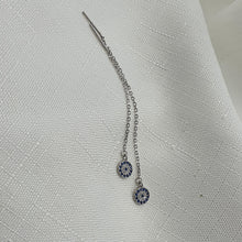 Load image into Gallery viewer, Evil eye Icon Chain Earrings, Sterling Silver