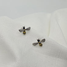 Load image into Gallery viewer, 3D Yellow Bee Stud Earrings, Silver Jewellery, Enamel Earrings