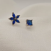 Load image into Gallery viewer, Blue Crystal Stud Earrings, Sterling Silver, Amispearl
