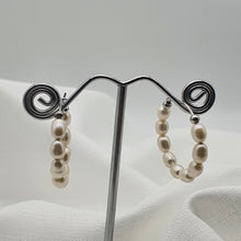 Load image into Gallery viewer, Freshwater Pearl Cuff Hoop Earrings, Sterling Silver