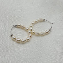 Load image into Gallery viewer, Freshwater Pearl Cuff Hoop Earrings, Sterling Silver