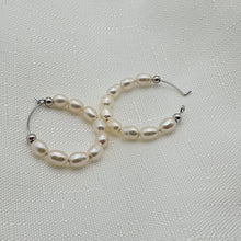 Load image into Gallery viewer, Freshwater Pearl Cuff Hoop Earrings, Sterling Silver