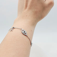 Load image into Gallery viewer, Evil Eye & Horseshoe Bracelet, Sterling Silver