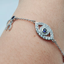 Load image into Gallery viewer, Evil Eye & Horseshoe Bracelet, Sterling Silver