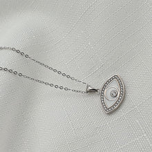 Load image into Gallery viewer, White Evil Eye Enamel Necklace, Sterling Silver
