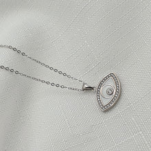 Load image into Gallery viewer, White Evil Eye Enamel Necklace, Sterling Silver