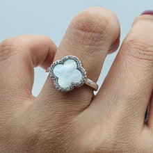 Load image into Gallery viewer, Natural Gemstone Clover Ring, Sterling Silver
