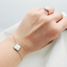 Load image into Gallery viewer, Natural Gemstone Clover Bracelet, Sterling Silver