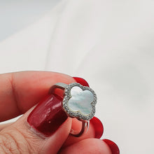 Load image into Gallery viewer, Natural Gemstone Clover Ring, Sterling Silver