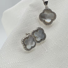 Load image into Gallery viewer, Mother of Pearl 4 Leaf Clover Set, Sterling Silver