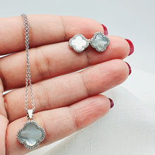 Load image into Gallery viewer, Mother of Pearl 4 Leaf Clover Set, Sterling Silver